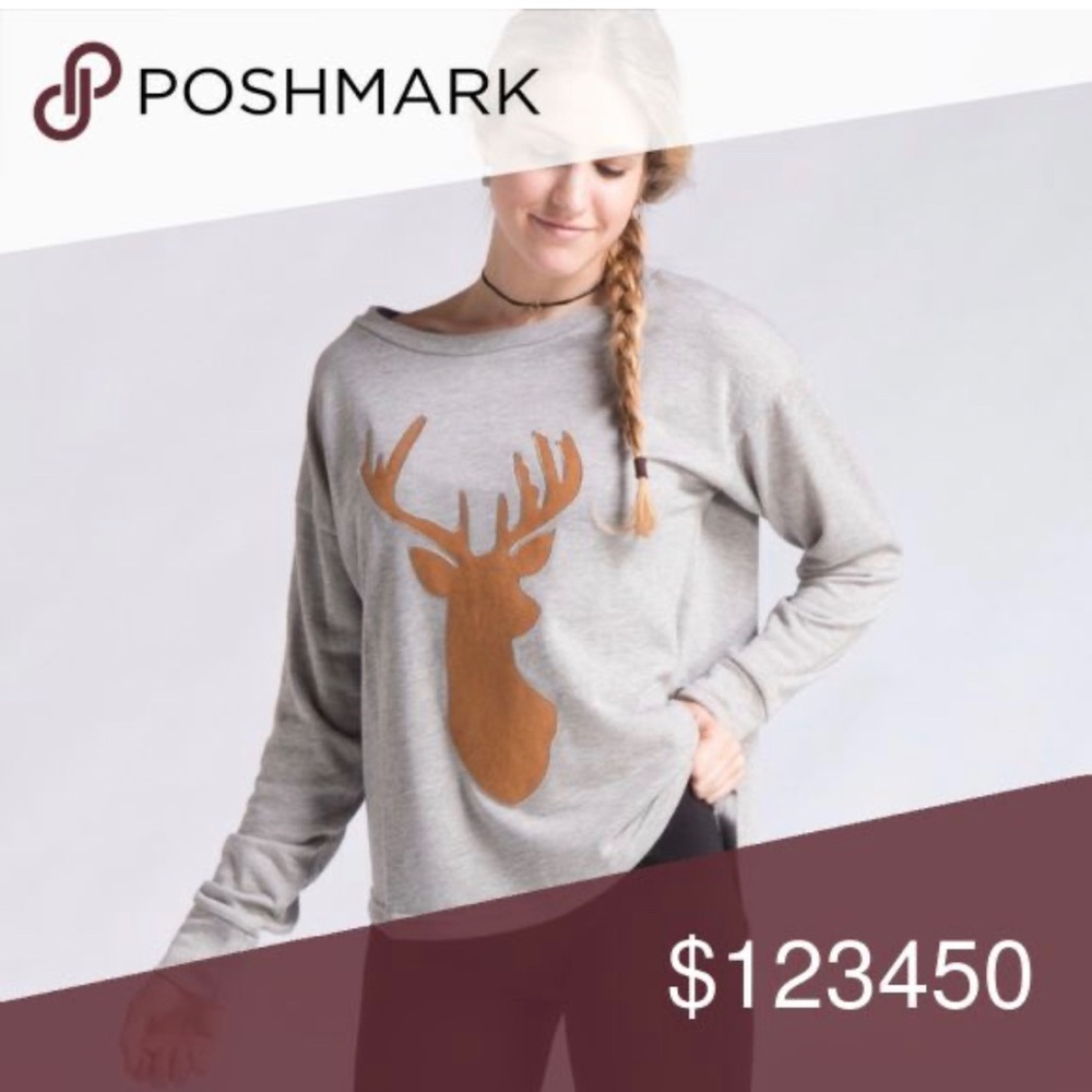 Fashonomics Grey deer patch French Terry Sweatshirt